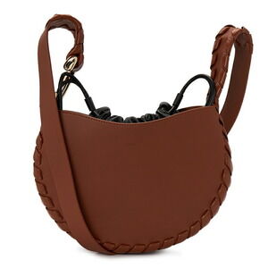 Chloe Mate hobo bag sepia brown calfskin leather whipstitch drawstring